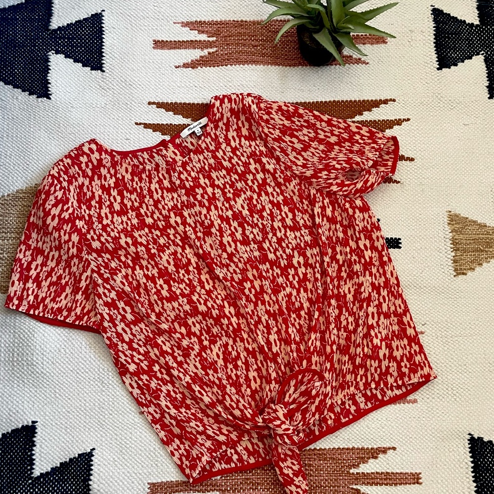 Madewell knot front blouse